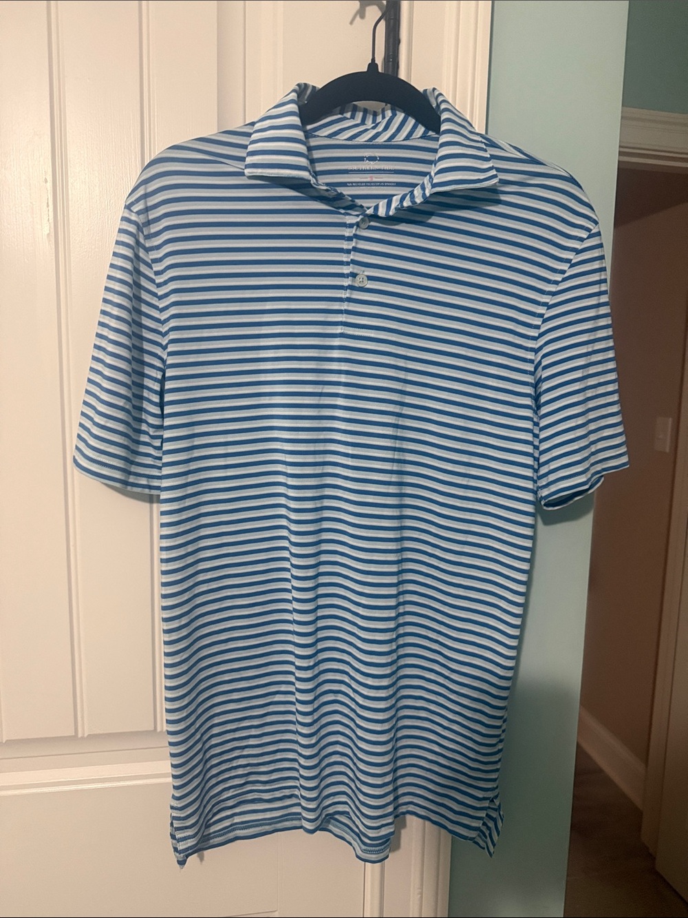 Southern Tide Blue and White Striped Polo